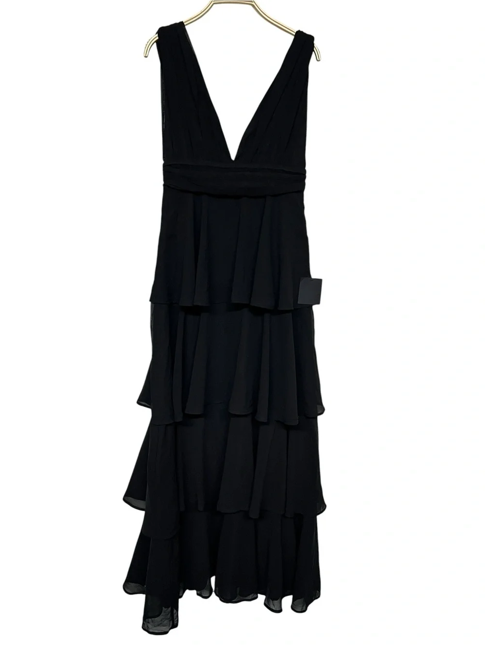 New Lulus Amazing Evening Black Tiered V-Neck Evening Maxi Dress - Picture 2 of 6